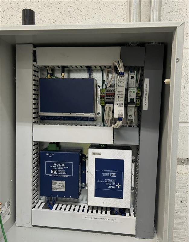 Real time condition monitoring panel — SEL-3505 RTAC and SEL-2725 network switch installed